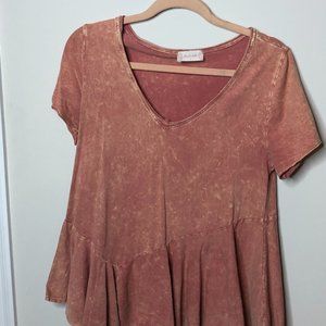 Altar'd State V neck Distressed Tshirt Top Small